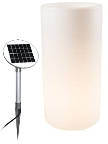 8 seasons Design Shining Elegant Pot XL, Solar LED Pflanzkübel 39 x 78 cm (weiß), inkl. Solarmodul und LED-Leuchtmittel in warmweiß, großer beleuchteter Pflanzkübel für außen, Blumenkübel