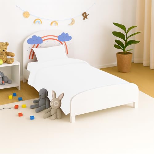 Juego de ropa de cama para bebé de 20 colores + funda de edredón de 2 piezas para cuna de 120 cm x 90 cm (blanco)