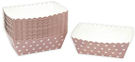 Frau WunderVoll® Kuchen Backformen 48 Stück, rosa weiße Sterne/Mini Kuchenform Backformen, Backförmchen, Muffin Backform, Papierbackform, Förmchen Papier Kastenform Einweg Backform