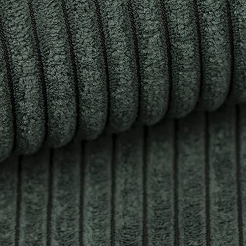 HEKO PANELS Murano Polsterstoff Cord-Optik Meterware, Grün, 1 m x 1,42 m | Möbelstoff zum Nähen, 100% PES, 470 g/lfm, Abriebfestigkeit 35000 Zyklen, strapazierfähig, UV-beständig