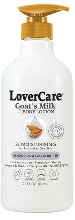 Lovercare Goat Milk Body Lotion for Dry Skin Almond Oil & Cocoa Butter 27.05oz (800ml) - Single…