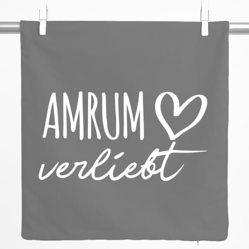 Huuraa Kissenbezug Amrum verliebt Geschenk | 40x40cm Steel Grey Baumwolle Dekokissenbezug Geschenkidee Grauer Bezug für Sofakissen dekorativer Zierkissenbezug