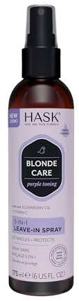 HASK Blonde Care 5-In-1 Leave-In Spray Conditioner - vegan formula, cruelty free, colour safe, gluten-free, sulfate-free, paraben-free - 1 175mL Bottle