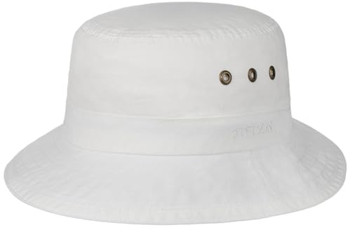 Stetson Reston Freizeithut Damen Herren Schlapphut Bio-Baumwolle Packable Baumwollhut 40-facher UV-Schutz Frühjahr Sommer weiß XL (60-61 cm)