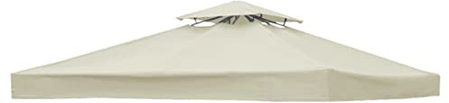 Gazebo Canopy Replacement Covers 3x3M Garden Gazebo Top Cover Heavy Duty Tent Roof Top Replacement Cover for Outdoor Camping Garden Backyard Pavilion Sun Shade(Double-Deck,Beige)