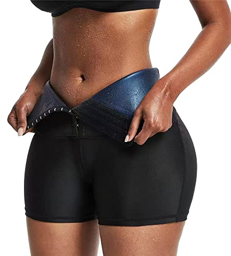 TOEECY Sauna Sweat Shorts for Women Slimming Leggings Pants High Waisted Waist Trainer Compression Thermo Shapewear Weight Loss Adjustable Body Shaper Hot Workout Leggings Fitness Gym (M)