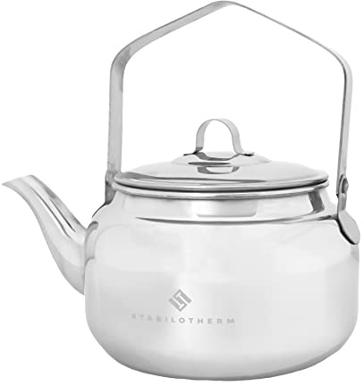STABILOTHERM Edelstahl Outdoor-Kaffeekessel 1 Liter I ideal für Lagerfeuer & Grill – Teekessel Wasserkessel Teekanne Wasserkanne Kochgeschirr – ideal für Outdoor Camping Wandern Reisen Picknick