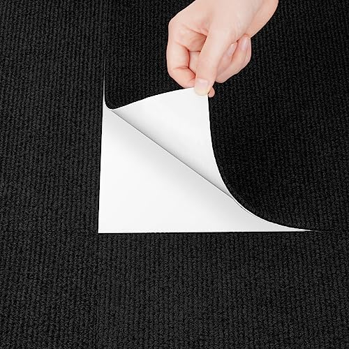 Livelynine 32 Baldosas Adhesivas Suelo de Moqueta 30x30CM Lavable Baldosas de Moqueta Negro Antideslizante Losetas de Alfombra Salon Pasillo Habitación Interior Baldosas de Alfombra para Casa Oficina