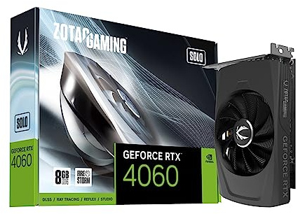 Zotac Gaming GeForce RTX 4060 8GB Solo DLSS 3 8GB GDDR6 128-bit 17 Gbps PCIE 4.0 Super Compact Gaming Graphics Card, ZT-D40600G-10L