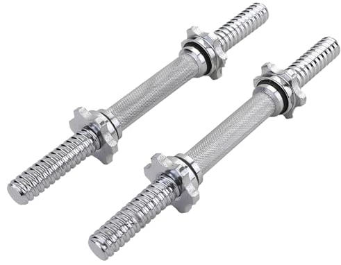 RAMROXX 2X 35cm Kurzhantelstangen mit gerändeltem Griff inkl. Sternschrauben Chrom 25mm