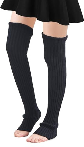 AffeGifts Scaldamuscoli Donna Lunghe, 70cm Scalda Muscoli da donna in Cotone Calze Lunghe Invernali per Ragazze (Nero)