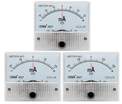 85C1 Milliamperometro Amperometro positivo e negativo Misuratore da pannello analogico Misuratore di ampere ±1MA±2MA±3MA±5MA±10MA±20MA±30MA±50MA ( Color : DC , Size : -500MA TO 500MA_64X56MM )