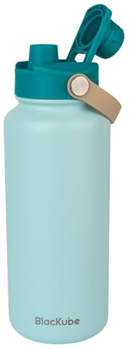 Blackube Edelstahl Trinkflasche - 1 Liter Thermosflasche BPA-frei, Doppelwand, Vakuumisolierung, Schraubverschluss, Auslaufsicher, Spülmaschinenfest