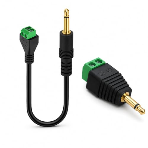 Switian Cavo adattatore TS Mono jack da 3,5 mm su morsetto a vite a 2 poli, 30 cm – cavo di collegamento audio per altoparlante