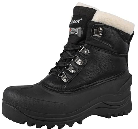 riemot Botas de invierno para mujer y hombre, impermeables, forradas, cálidas, antideslizantes, ligeras, para senderismo, trekking, trabajo, esquí, exterior, invierno, EU36-47, Negro , 40 EU