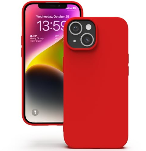 YATWIN för iPhone 13 Skal, Premium Flytande Silikonfodral Mobilskal med Silkesmjuk Yta, Ultratunn, Stöttålig & Repighetsbeständig Skydd – Röd