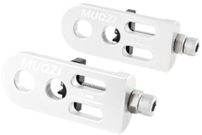kowaku 2X Tendeur de chaîne de vélo Ajusteur en Alliage d'aluminium réglable, tendeur de chaîne Fixation de chaîne de vélo pour vélos de Montagne BMX, Argent