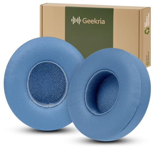 Geekria QuickFit - Cuscinetti auricolari di ricambio per cuffie Beats Solo 4 Wireless On-Ear, cuscinetti auricolari per cuffie, parti di riparazione (blu)