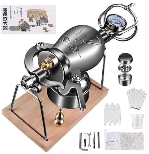 KYZTMHC Puffreismaschine, Popcornmaschine, chinesische Popcornkanone, mit Präzisionsdruckmesser und Sockel, für die Party zu Hause(360ml)