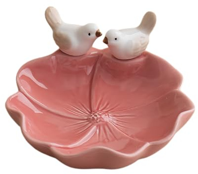 dazuihou Portagioie decorativo in ceramica a forma di loto, vassoio per anelli, piatto decorativo per orecchini, anelli, portagioie, portachiavi, portagioie, porta orecchini da donna (rosso)