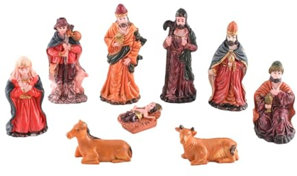 DOSERTY Nativity Statue Scene Set Holy Manger Christmas Crib Figurines Miniatures Ornament Home Decorations Resin Figurines