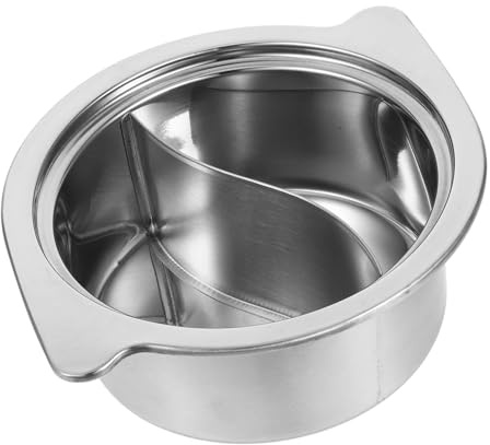 PartyKindom 16cm Stainless Steel Hot Pot Household Stockpot Dual-Flavor Cooking Pot Suitable for Induction Cooker Kitchen Supply