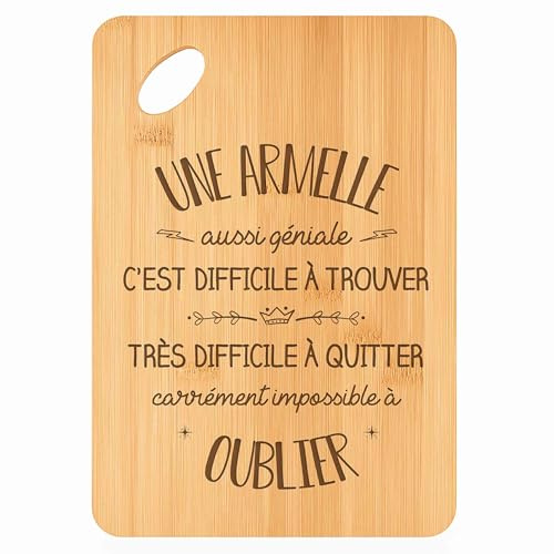 Planche à Découper une Armelle Aussi Géniale - Plateau Apéro en Bambou Cadeau Gravé pour Femme Cuisine Barbecue