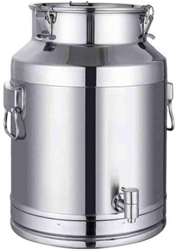 Robuste Edelstahl-Milchkanne mit versiegeltem Deckelgriff und Wasserhahn für den Bauernhof, 24 l Fassungsvermögen, ideal für die Lagerung von Milchprodukten, 18 l