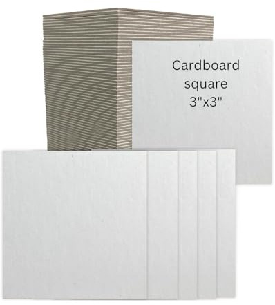 Premium White Cardboard squares, 3x3 Inch, 1.5mm Thick Single-Sided, 100 Pack Chipboard Sheets ideal for drawing, painting, mounting, and various applications.