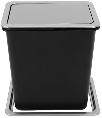 NUOBESTY Pattumiera da Incasso con Coperchio Ribaltabile in Acciaio Inossidabile per Piano di Lavoro, Cestino da Cucina Integrato con Copertura Antiodore per Bagno e Spazi Domestici