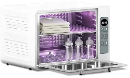 hzexun 38L UV Schnuller Sterilisator, Tragbarer Schnuller-Sterilisator, Sterilisator und Trockner, Schnelles Trocknen Aufbewahrung für Silikon,Glasflaschen, Schnuller, Kleidung
