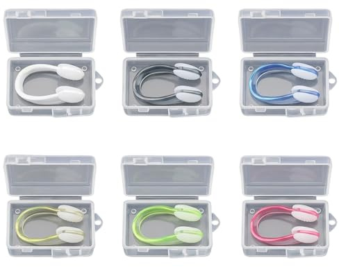 QTORCHE 6 Pièces Pince Nez de Natation en Silicone, Pince Nez Natation Enfant et Adulte, Antidérapante et Confortable pour Piscine, Entraînement et Apprentissage
