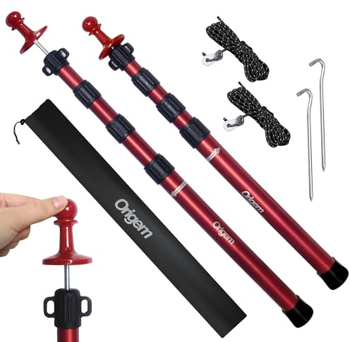 Origem Zeltstangen Teleskop 2er Set 90–280 cm, Sonnensegel und Tarpstangen | Aluminium-Teleskopstangen, höhenverstellbar, Hohe Stabilität,Stangen für Zelt, Tarp, Sonnensegel und Camping