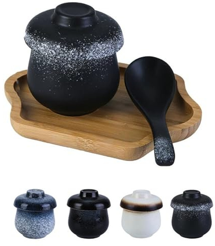 Tasse à ragoût en céramique avec couvercle, bol à vapeur for œufs de Style japonais, pot à soupe en porcelaine for la cuisson à la vapeur et le mijotage à la maison(Multi-colored)