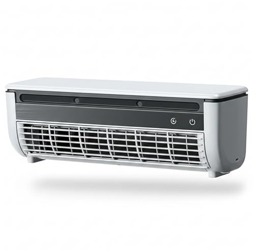 Ventilador de aire acondicionado, mini aire acondicionado y ventilador de, enfriador de niebla montado en la pared sin taladro, recargable 6000 mAh, blanco, mini acondicionador