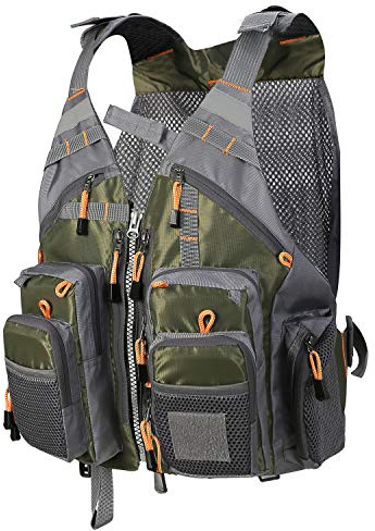 PELLOR Gilet da Pesca, Multi-Tasca Maglia Traspirante Giubbino da Pesca La Pesca di Caccia di Campeggio Esterna Fotografia (Taglia Regolabile)