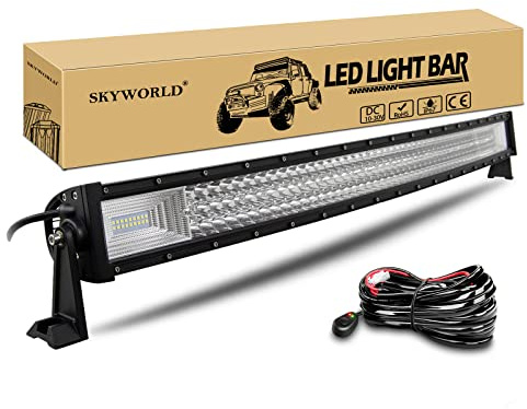 SKYWORLD LED Arbeitsscheinwerfer Bar, 42 Zoll 106.7cm 54000LM Gebogen Scheinwerfer Flutlicht combo Offroad Beleuchtung mit Kabelbaumsatz für 4x4 SUV ATV UTV Auto traktor Bagger LKW KFZ weiß 12V 24V