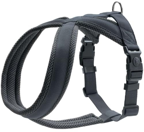 HUNTER Hundegeschirr LONDON COMFORT, atmungsaktives 3D-Mesh, 2-fach verstellbar, Sicherheitsverschluss, reißfest, leicht & pflegeleicht, Farbe: Anthrazit, Größe: S-M/1