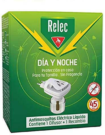 Relec - Dispositivo Día y Noche + Recambios | Antimosquitos Electrico y Recambios Líquidos - Hasta 45 Noches de Protección - 35 ml - Color Blanco