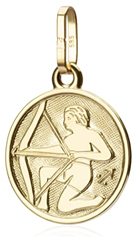 NKlaus Kettenanhänger Sternzeichen, 585 Gelbgold, 12,3mm, 14 Karat, 1 Stück | Kleines glänzendes Horoskop- und Zodiak-Motiv