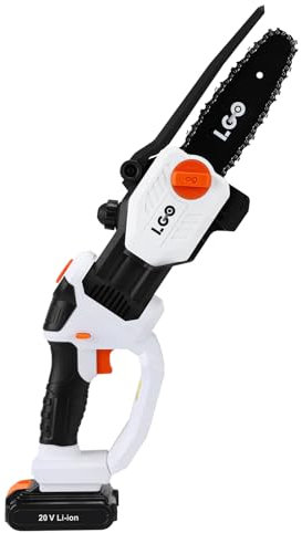 LIGO 20V Cordless 6 Inch Mini Chainsaw, Handheld Portable Battery Powered for Garden Care with Anti-Blocking Sawdust, Handle Rotate 45 Left and Right, Including 2.0Ah Battery&Fast Charger
