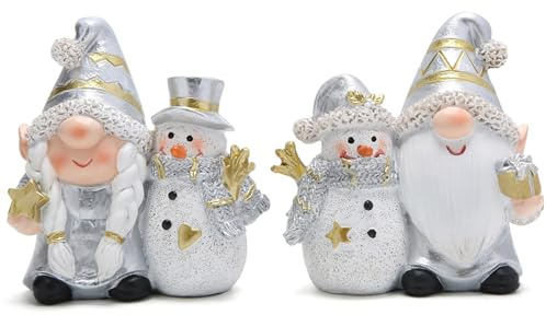 Hodao Christmas Gnome Snowman Duo: Double The Cheer for Your Holiday Decor (Silvery)