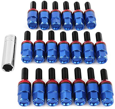 TTOCAR Radschrauben, 20 Stück M12 X 1,5 Mm Radschrauben 7075-T6 Aluminium Radschrauben Bolzen Radschrauben Ersatz Passend für 1er E81 E82 E87 E88 (Blau)