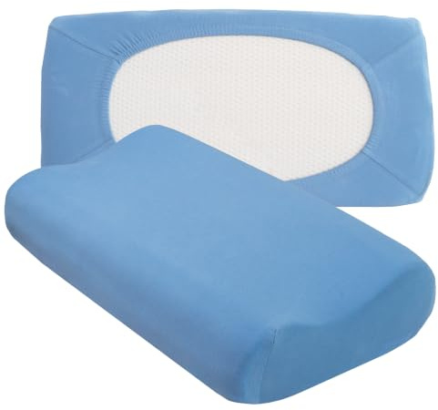 Traumschloss Flex-Kissenbezug für Kopfkissen Nackenstützkissen 95% Baumwolle und 5% Elasthan - 30x50cm 30x60cm 30x70cm 40x50cm 40x60cm 40x70cm Mittelblau