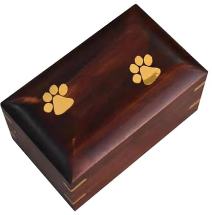 Weppduk Caja de cenizas para mascotas, urnas funerarias de madera para cremación funeraria, con estampado de patas, elegante caja de urna para cenizas de mascotas, urnas de cremación funerarias, caja