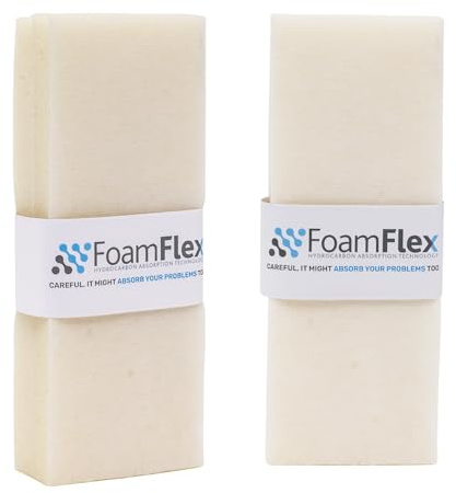 FoamFlex | Kit da 2 Spugne Oleoassorbenti e Idrorepellenti, 24 x 9 cm H 2 cm, Riutilizzabili, per Pulizia di Oli e Liquidi