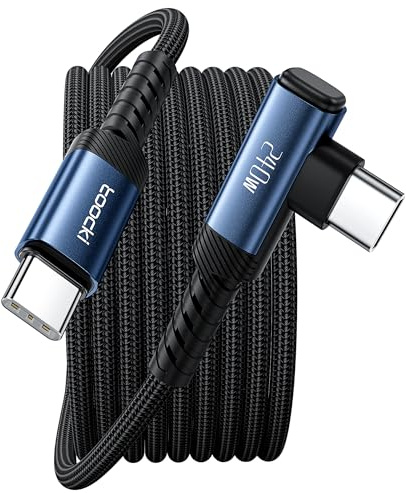 toocki Cable USB C a USB C 240W 1M, Carga Rápida Tipo C 90 Grados, Azul | PD3.1 Rapida con Angulado, 480Mbps Datos, Trenzado para iPhone 17/16/15 Pro Max/MacBook/iPad/Galaxy S25, Ideal Gaming/Oficina