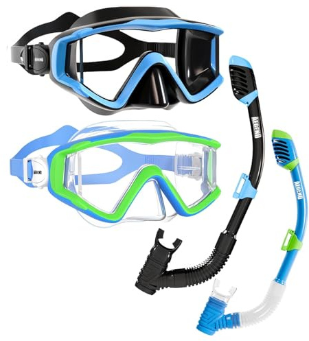 Aegend Snorkeling Gear for Adults Youth Kids, Snorkel Mask with Top Dry Valve - Panoramic View Anti-Leak and Anti-Fog with Mesh Bag for Snorkeling, Scuba Diving, Freediving & Swimming