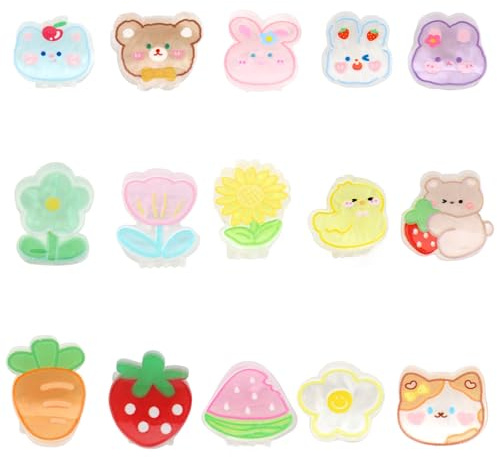 Wanciler 15 Pcs Tiny Hair Clips Mini Claw Clips Colorful Flower Animal Fruit Hair Accessories for Girls Women Toddlers Baby