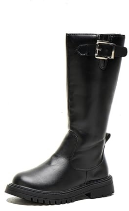 Generisch Bottes d'hiver mi-hautes pour fille - Confortables - Chaussures de randonnée - Légères - Chaussures festives - Couleur unie - Bottes de loisirs - Bottes western, O Noir., 34 EU